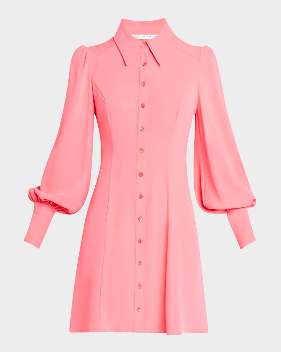 Lanea Bishop-Sleeve Mini Shirtdress